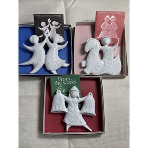 Lot 3 Vintage Haviland Limoges‎ White Porcelain Ornaments 1971, 1972, 1973